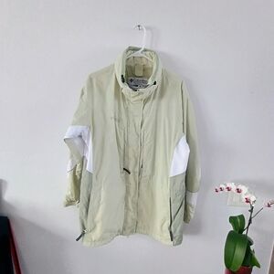 Columbia Lightweight Windbreaker Jacket Womens XL Beige Full Zip Outdoor
